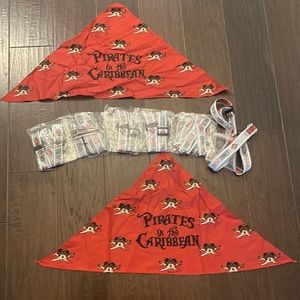 6 Disney Castaway Club Silver lanyards with 2 pirate bandanas